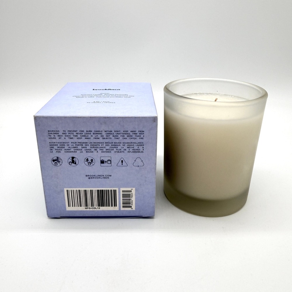 BROOKLINEN Gather Glass Jar Candle 8 oz Blue Scented Soy Coconut Wax Blend NEW - Picture 6 of 12
